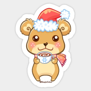 Santa Hat Bear - Merry Christmas! Sticker